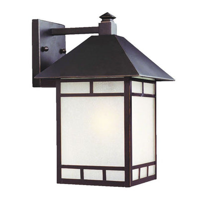 XL Antique Bronze Frosted Glass Lantern Wall Light HomeRoots
