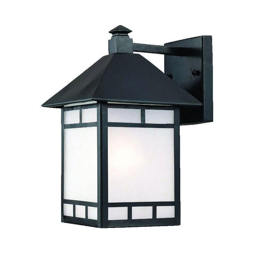 XL Matte Black Frosted Glass Lantern Wall Light - FurniFindUSA