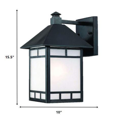 XL Matte Black Frosted Glass Lantern Wall Light - FurniFindUSA