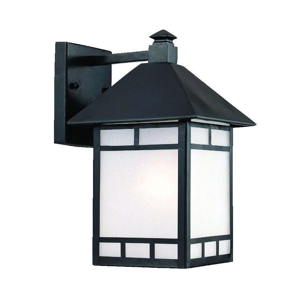 XL Matte Black Frosted Glass Lantern Wall Light - FurniFindUSA