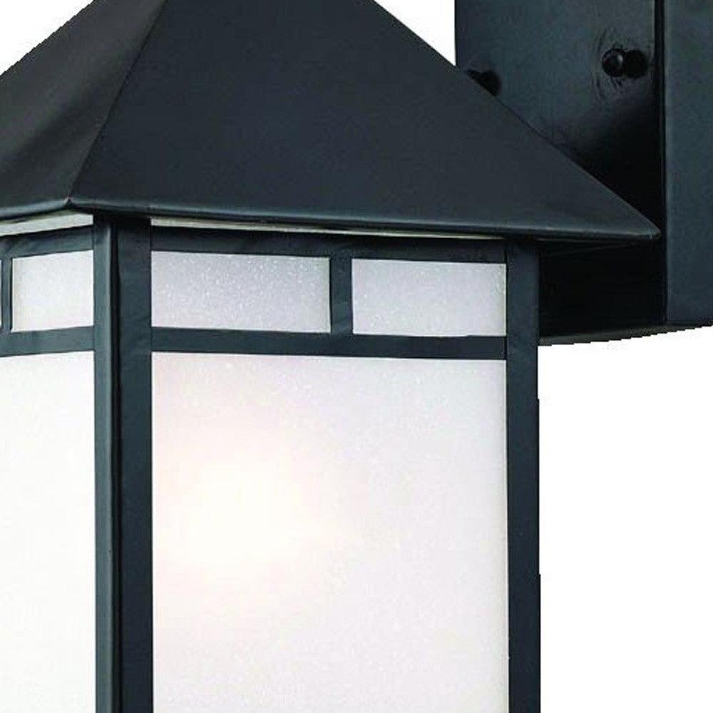 XL Matte Black Frosted Glass Lantern Wall Light - FurniFindUSA