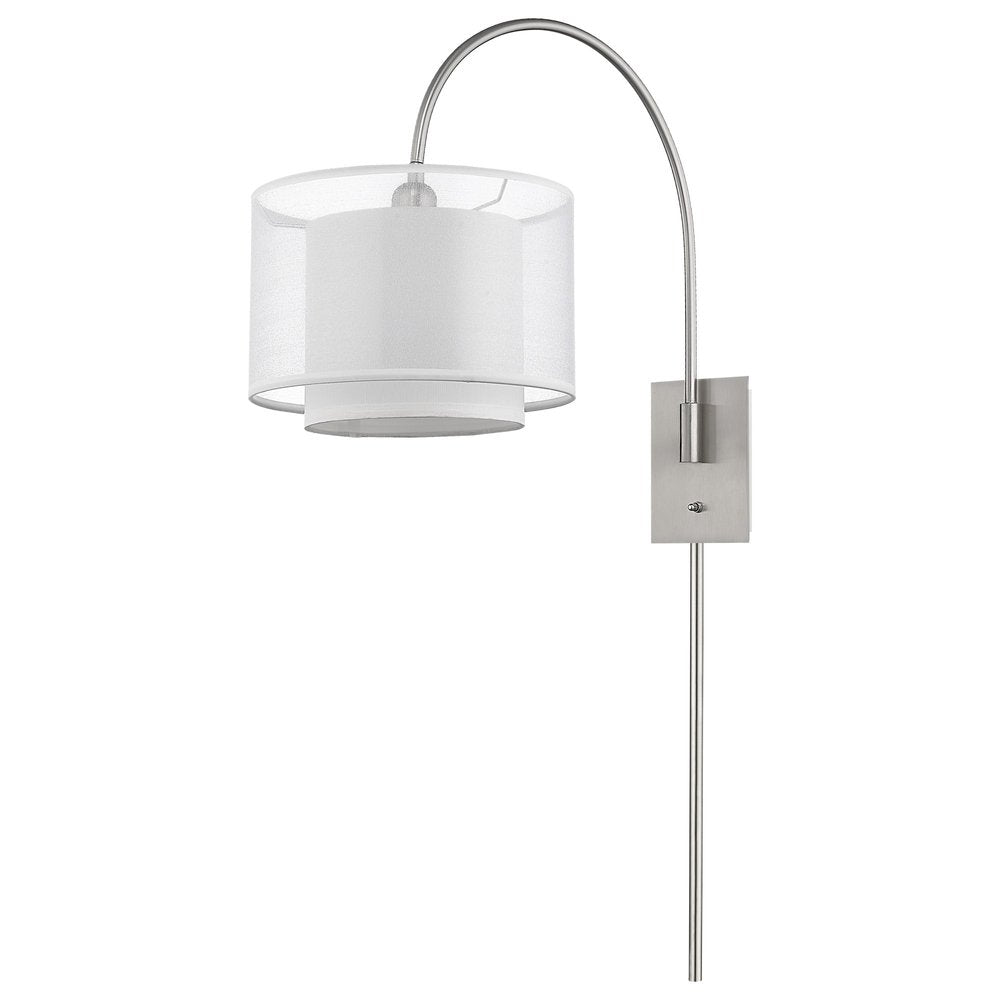 44" Clear Silver And White Metal And Sheer Fabric Flush Mount Wall Sconce HomeRoots