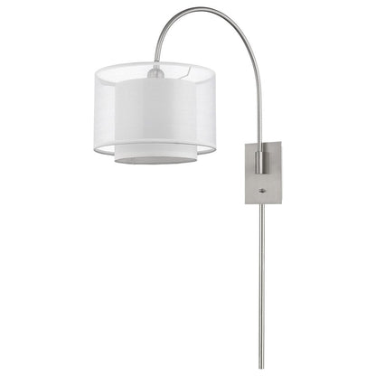 44" Clear Silver And White Metal And Sheer Fabric Flush Mount Wall Sconce HomeRoots