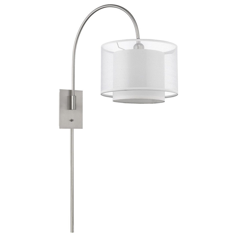 44" Clear Silver And White Metal And Sheer Fabric Flush Mount Wall Sconce HomeRoots