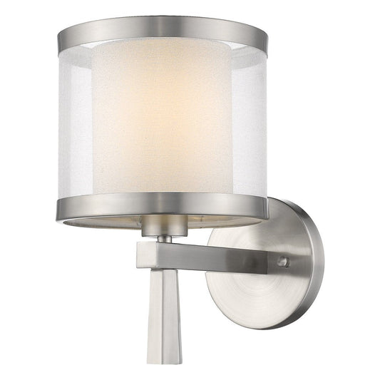 Silver Wall Light with White Sheer Fabric Shade HomeRoots