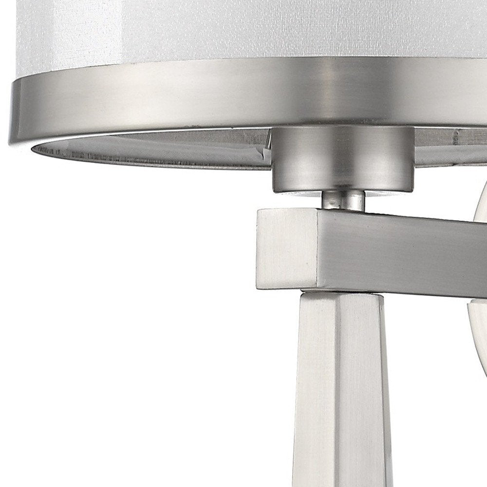 Silver Wall Light with White Sheer Fabric Shade HomeRoots