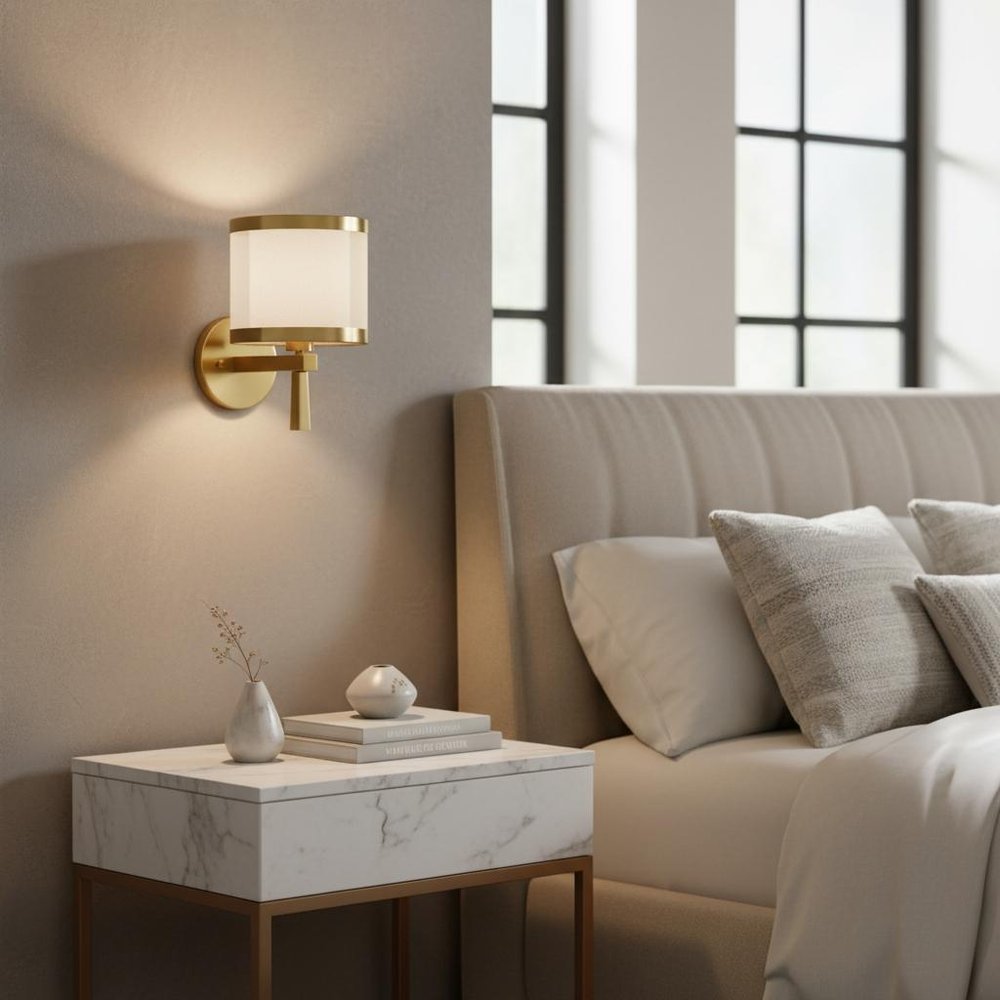 Silver Wall Light with White Sheer Fabric Shade HomeRoots