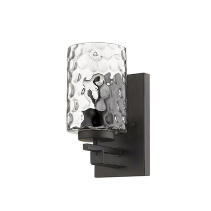Bronze Metal and Pebbled Glass Wall Sconce HomeRoots