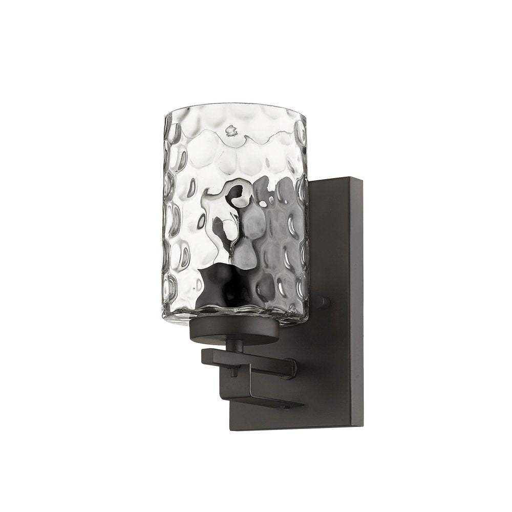 Bronze Metal and Pebbled Glass Wall Sconce — view 1