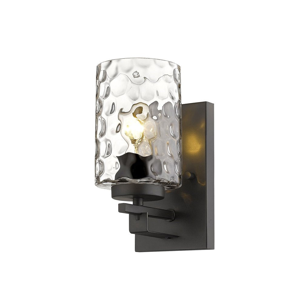 Bronze Metal and Pebbled Glass Wall Sconce — view 2