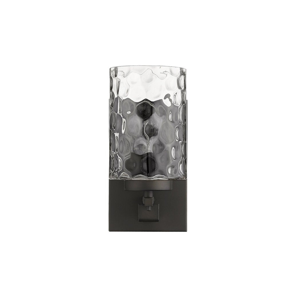 Bronze Metal and Pebbled Glass Wall Sconce — view 3