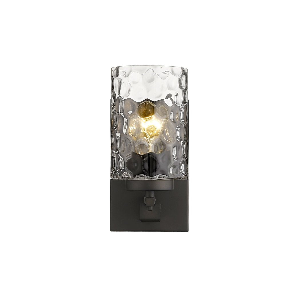 Bronze Metal and Pebbled Glass Wall Sconce — view 4