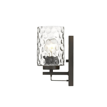 Bronze Metal and Pebbled Glass Wall Sconce HomeRoots