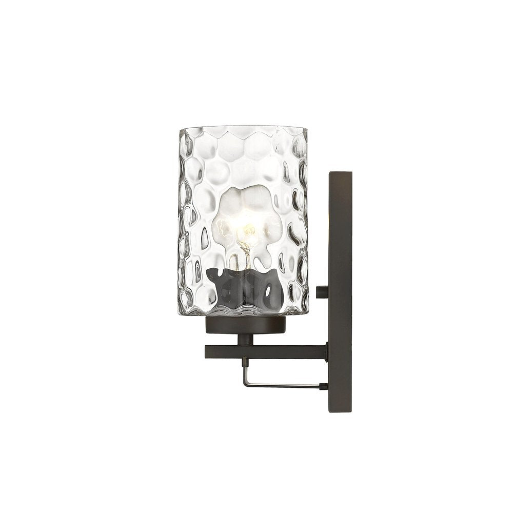 Bronze Metal and Pebbled Glass Wall Sconce HomeRoots