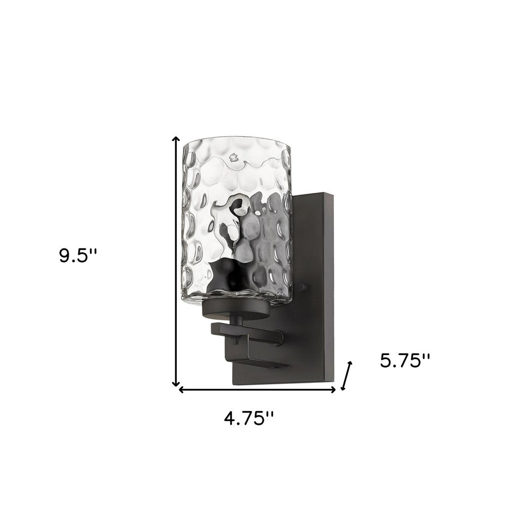 Bronze Metal and Pebbled Glass Wall Sconce HomeRoots