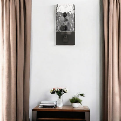 Bronze Metal and Pebbled Glass Wall Sconce HomeRoots