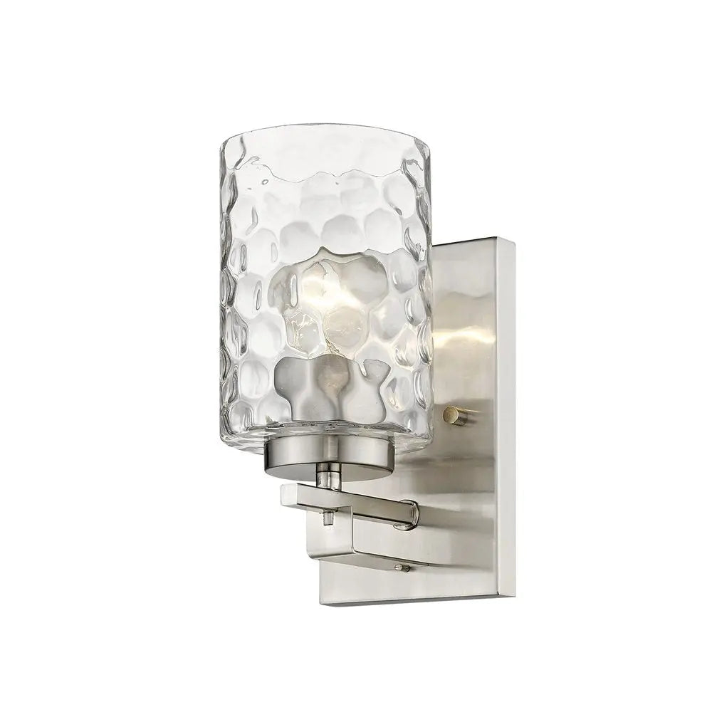 Silver Metal and Pebbled Glass Wall Sconce HomeRoots