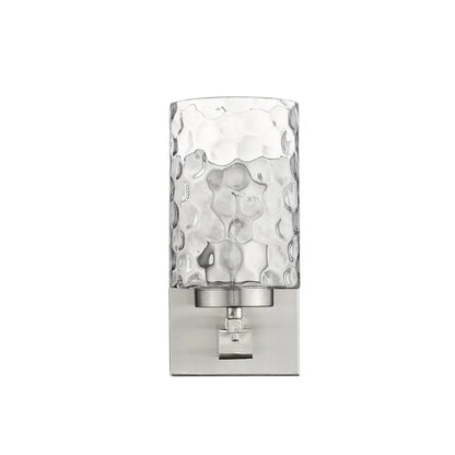 Silver Metal and Pebbled Glass Wall Sconce HomeRoots