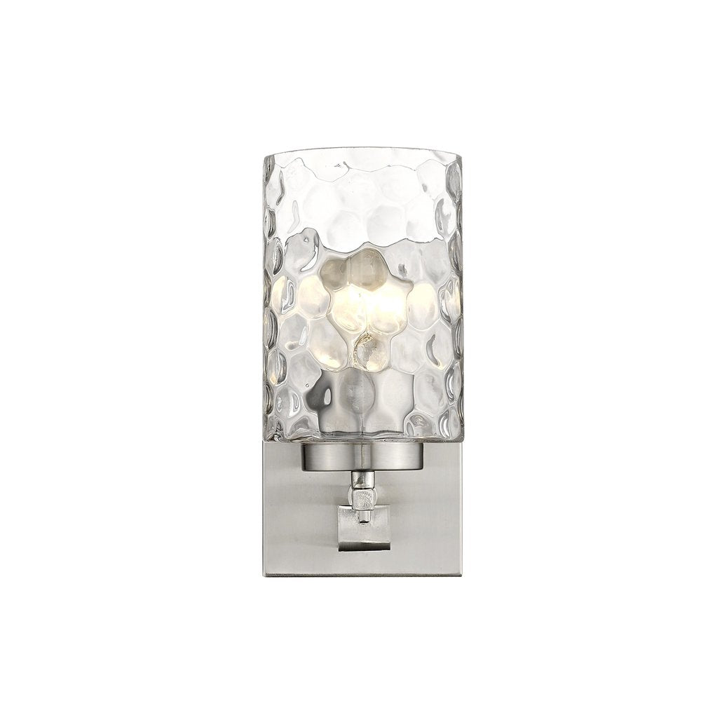 Silver Metal and Pebbled Glass Wall Sconce — view 4