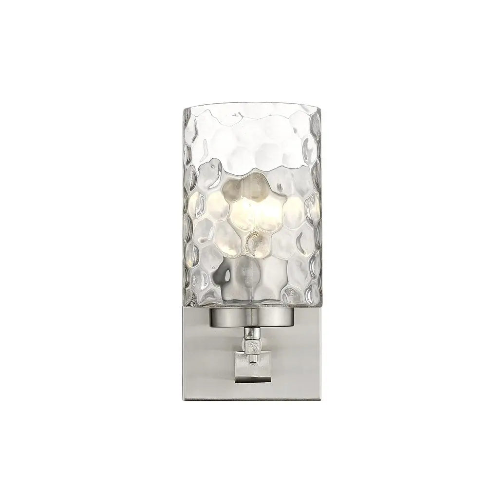 Silver Metal and Pebbled Glass Wall Sconce HomeRoots