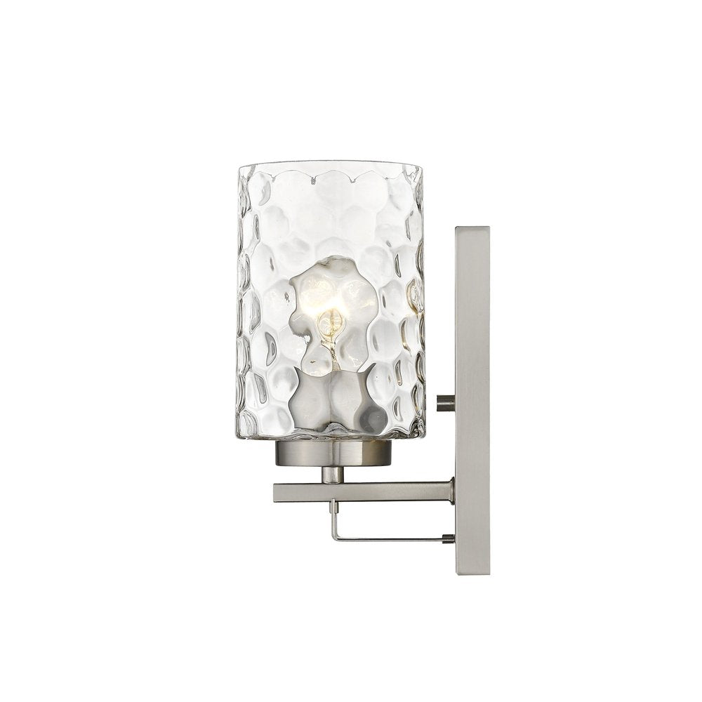 Silver Metal and Pebbled Glass Wall Sconce — view 5