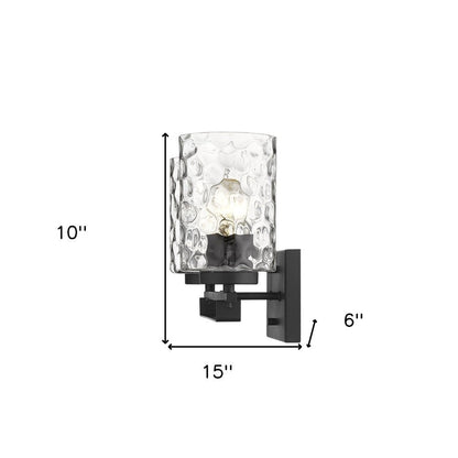 10" Black And Clear Metal Vanity Flush Mounted Sconce HomeRoots