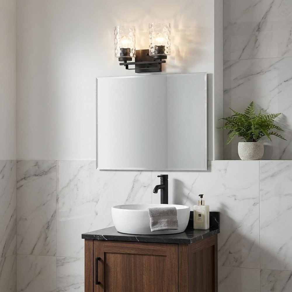 10" Black And Clear Metal Vanity Flush Mounted Sconce HomeRoots