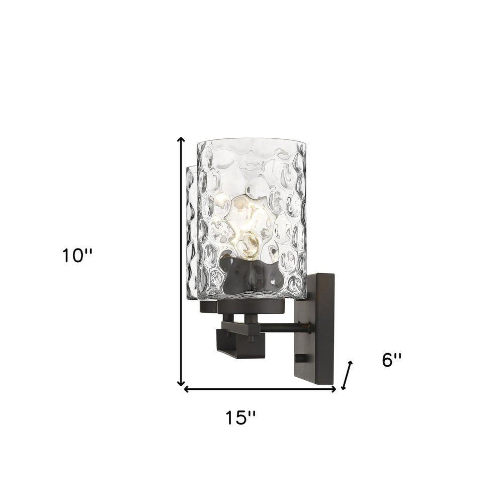 10" Black And Clear Metal Vanity Flush Mounted Sconce HomeRoots