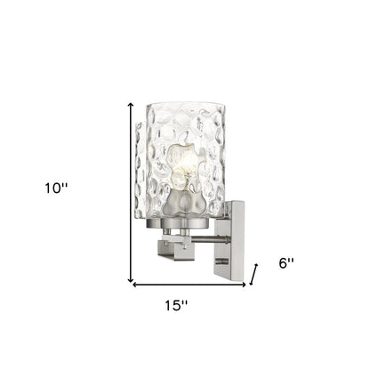 10" Silver And Clear Metal Vanity Flush Mounted Sconce HomeRoots