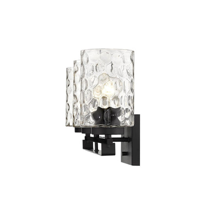 10" Black And Clear Metal and Glass Vanity Flush Mounted Sconce HomeRoots