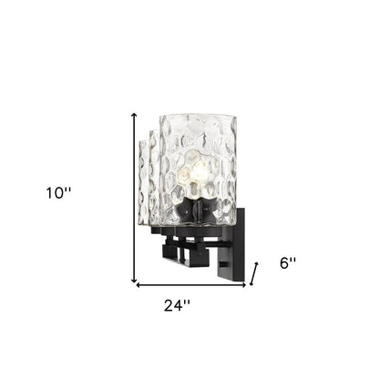 10" Black And Clear Metal and Glass Vanity Flush Mounted Sconce HomeRoots