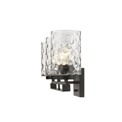 10" Black And Clear Metal and Glass Vanity Flush Mounted Sconce HomeRoots