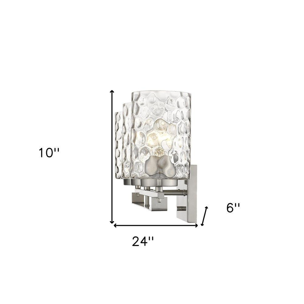 10" Silver And Clear Metal and Glass Vanity Flush Mounted Sconce HomeRoots