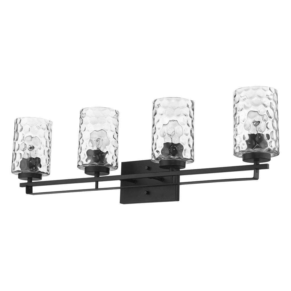 10" Black And Clear Metal and Glass Vanity Flush Mounted Sconce HomeRoots