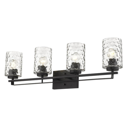 10" Black And Clear Metal and Glass Vanity Flush Mounted Sconce HomeRoots