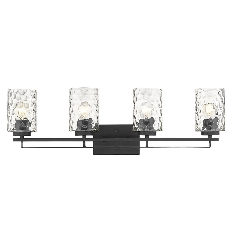 10" Black And Clear Metal and Glass Vanity Flush Mounted Sconce HomeRoots