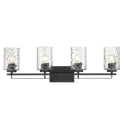 10" Black And Clear Metal and Glass Vanity Flush Mounted Sconce HomeRoots