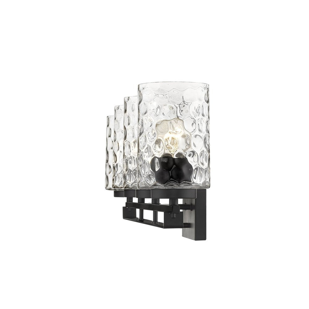 10" Black And Clear Metal and Glass Vanity Flush Mounted Sconce HomeRoots