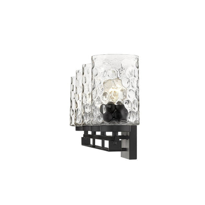 10" Black And Clear Metal and Glass Vanity Flush Mounted Sconce HomeRoots