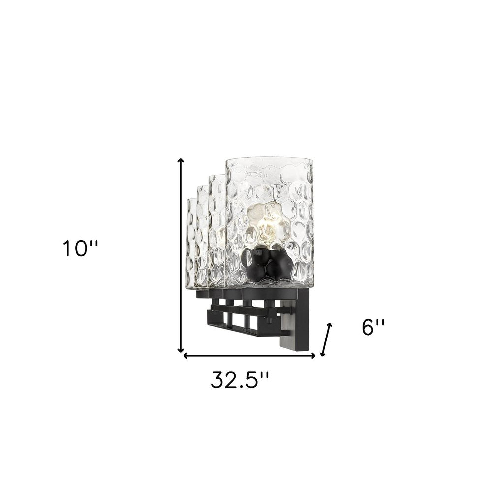 10" Black And Clear Metal and Glass Vanity Flush Mounted Sconce HomeRoots