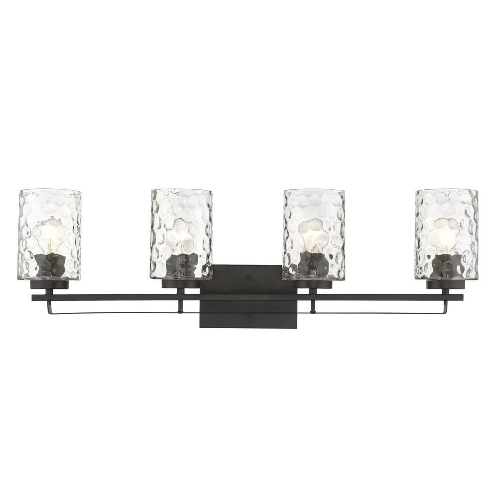 10" Black And Clear Metal and Glass Vanity Flush Mounted Sconce HomeRoots