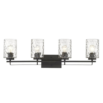 10" Black And Clear Metal and Glass Vanity Flush Mounted Sconce HomeRoots