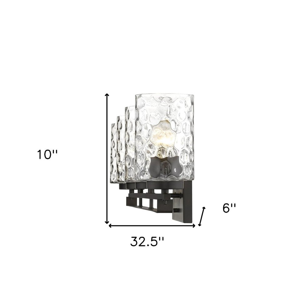 10" Black And Clear Metal and Glass Vanity Flush Mounted Sconce HomeRoots