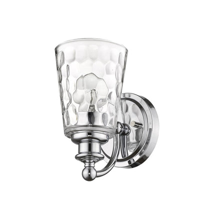 Silver Metal and Pebbled Glass Wall Light HomeRoots