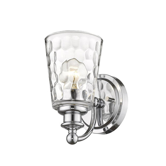 Silver Metal and Pebbled Glass Wall Light HomeRoots
