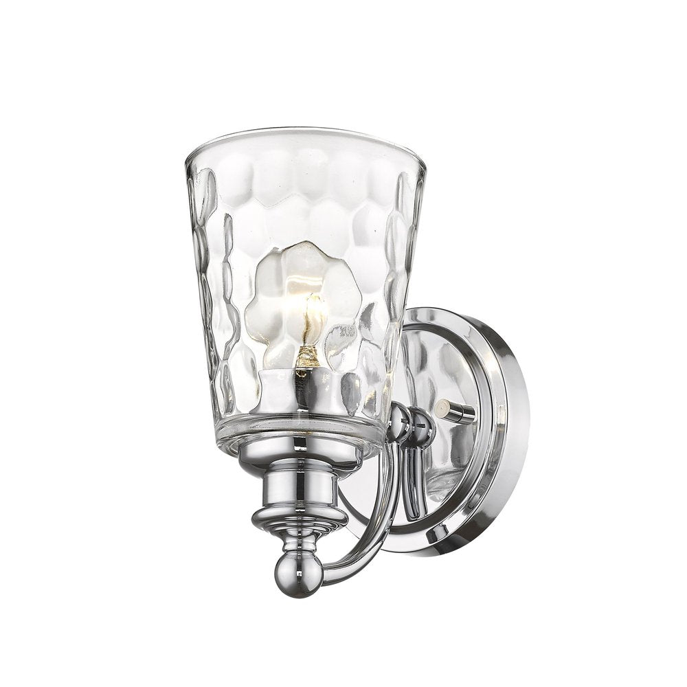 Silver Metal and Pebbled Glass Wall Light HomeRoots