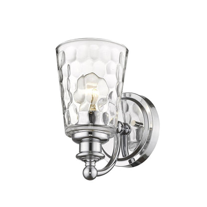 Silver Metal and Pebbled Glass Wall Light HomeRoots
