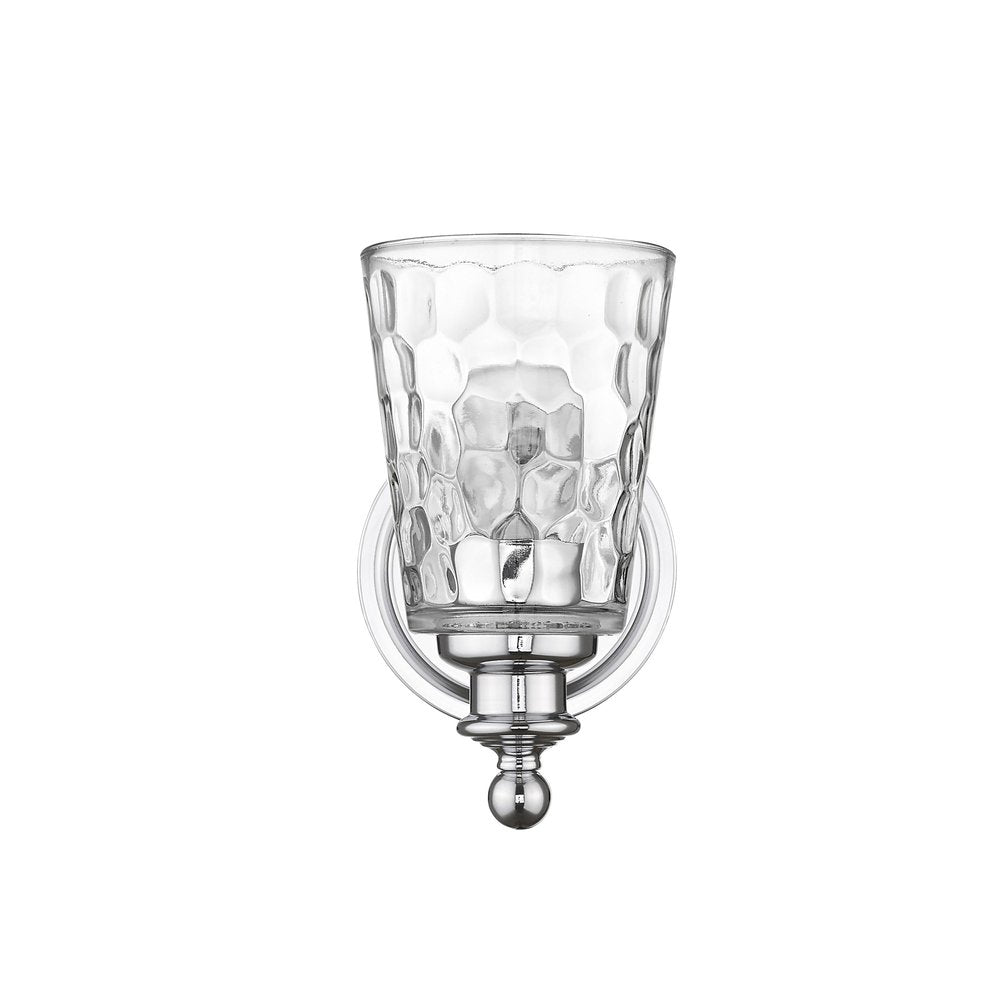 Silver Metal and Pebbled Glass Wall Light HomeRoots