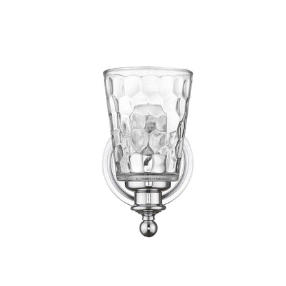 Silver Metal and Pebbled Glass Wall Light HomeRoots
