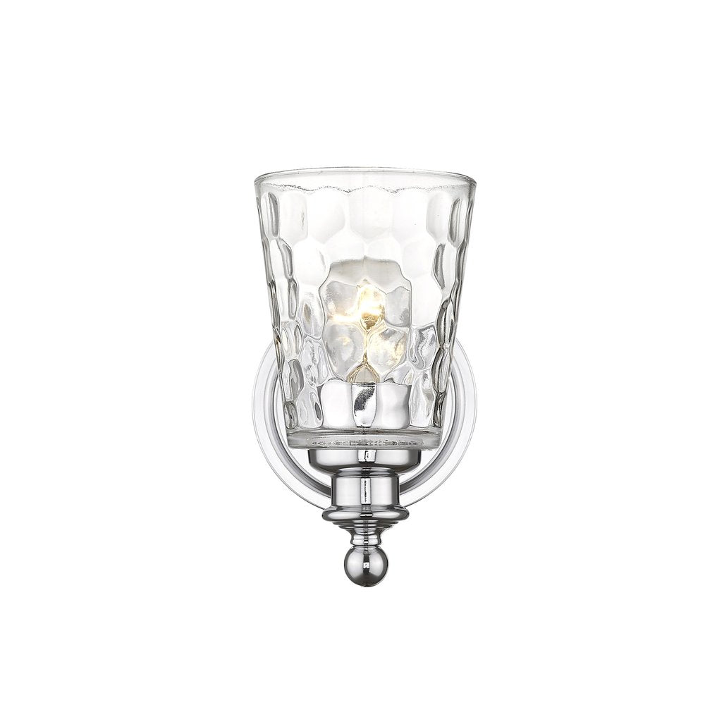 Silver Metal and Pebbled Glass Wall Light HomeRoots